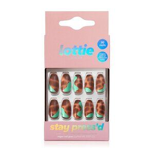 Lottie London Stay Press'd, Press On Nails Set, Squareletto shape,Tortoiseshell